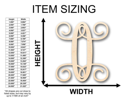 Unfinished Wood Monogram O Shape - Craft - up to 46" DIY