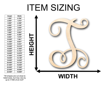 Unfinished Wood Monogram T Shape - Craft - up to 46" DIY