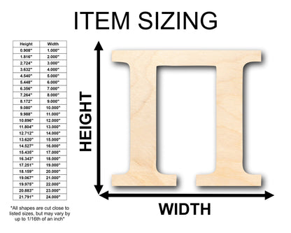 Unfinished Wood Bold Pi Shape - Craft - up to 46" DIY
