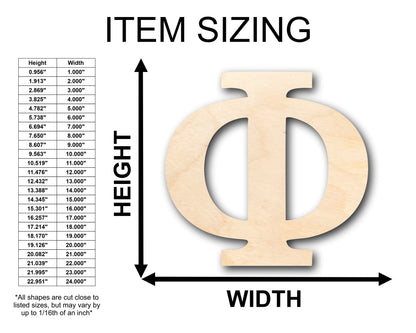 Unfinished Wood Bold Phi Shape - Craft - up to 46" DIY