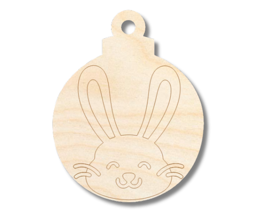 Unfinished Wood Etched Bunny Head Ornament Shape | Paint By Line Crafts | up to 30" DIY