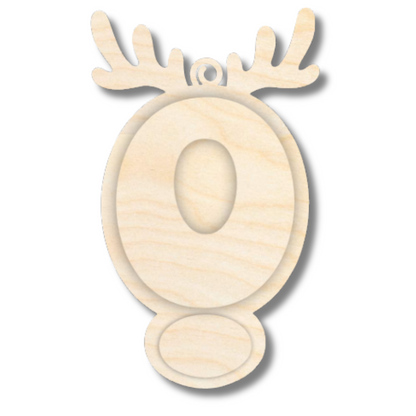 Unfinished Wood Layered Letter and Number Reindeer Ornaments | A-Z | 0-9 | 3 Piece | 6" Tall | 1/8" Wood | Wood Craft DIY