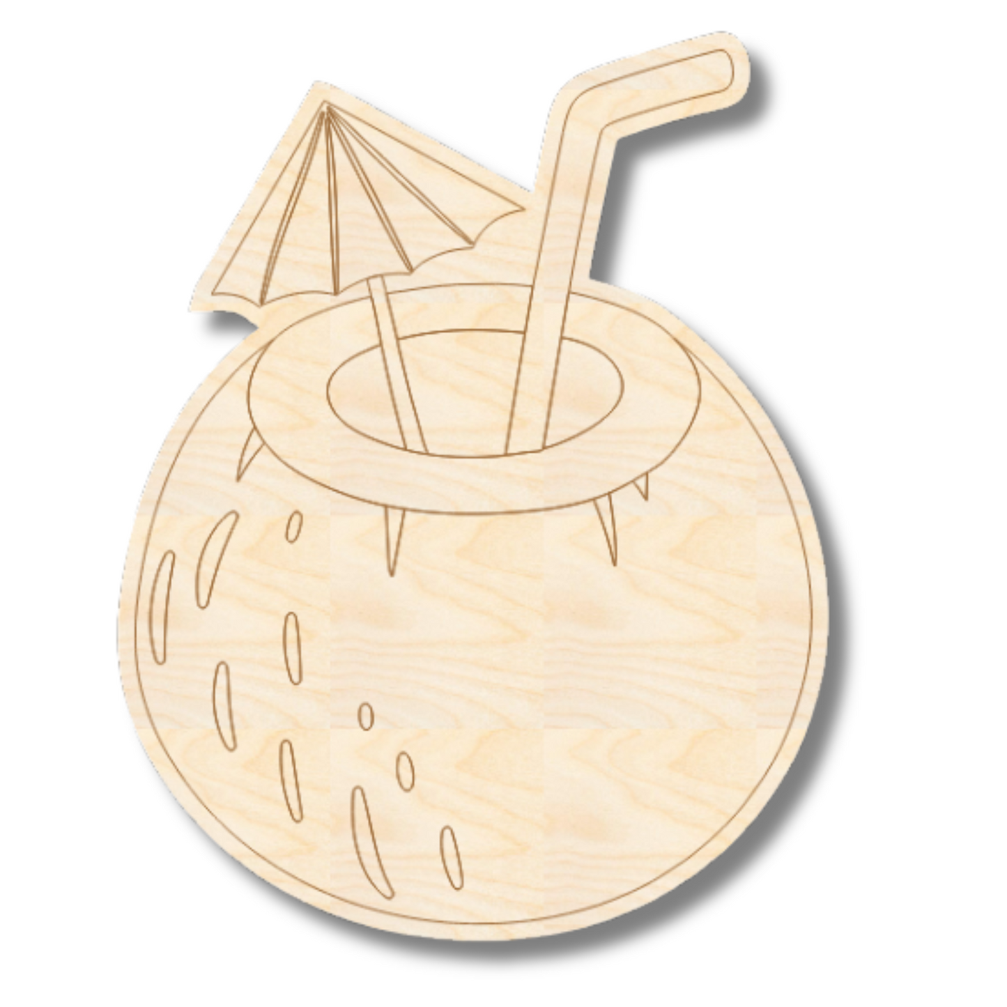 Unfinished Wood Etched Coconut Shape | Paint By Line Crafts | up to 30" DIY