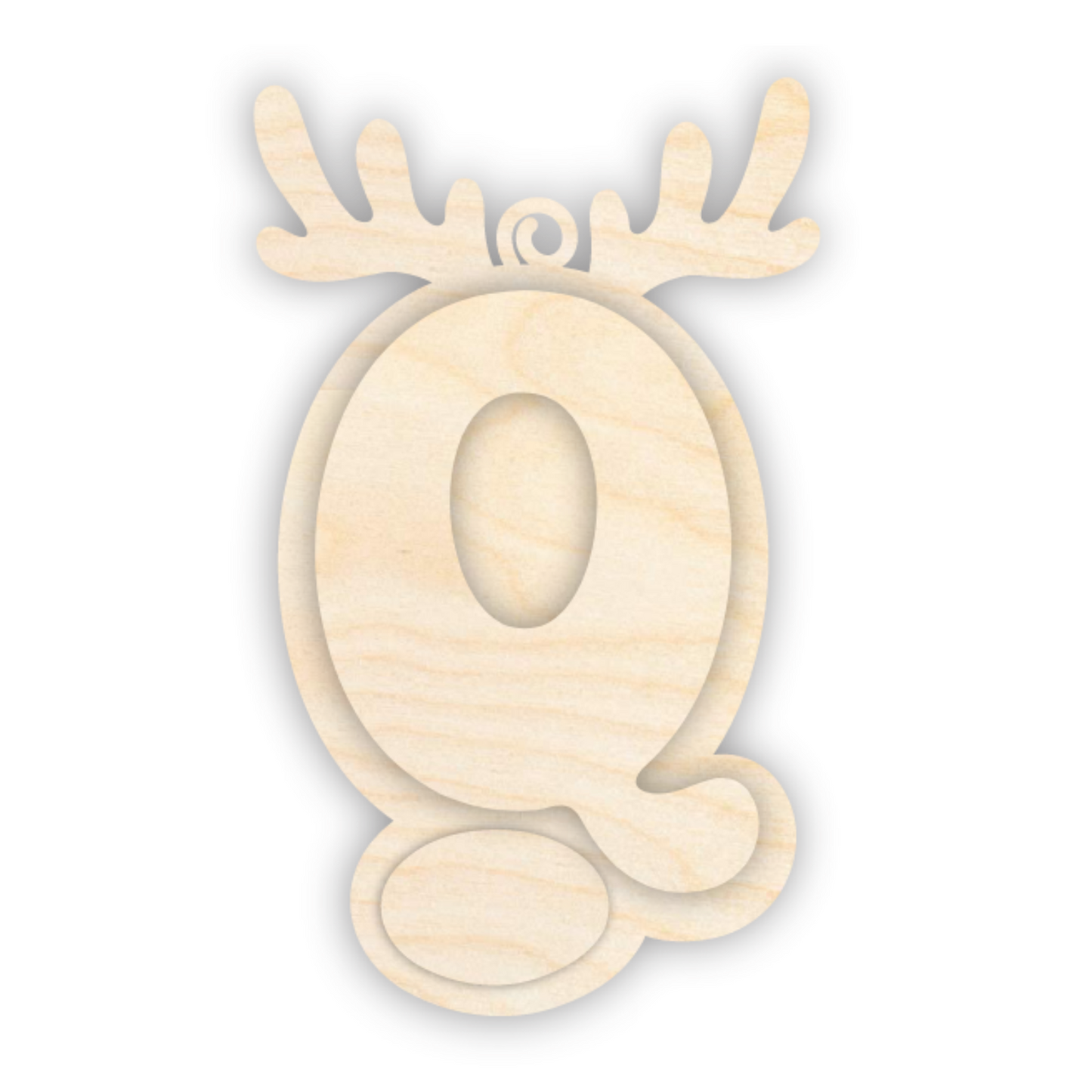 Unfinished Wood Layered Letter and Number Reindeer Ornaments | A-Z | 0-9 | 3 Piece | 6" Tall | 1/8" Wood | Wood Craft DIY