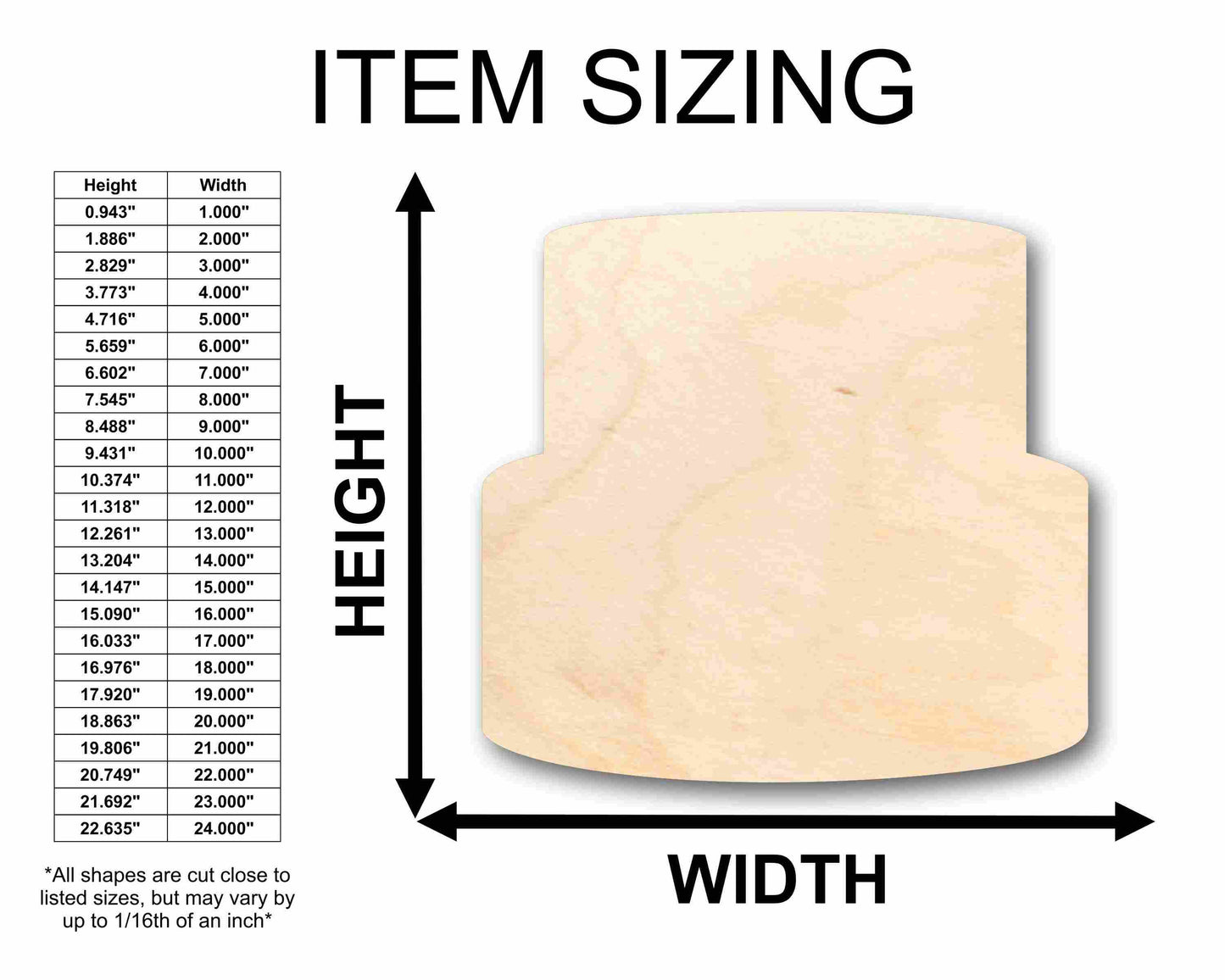 Unfinished Wood Cake Silhouette - Craft- up to 46" DIY