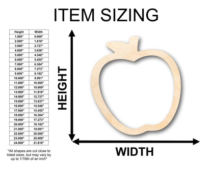 Unfinished Wood Hollow Apple Outline Shape - Craft - up to 46" DIY