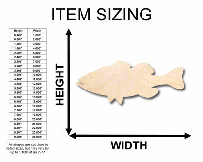 Unfinished Wood Bass Fish Silhouette - Craft- up to 46" DIY