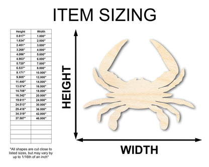Unfinished Wood Chesapeake Blue Crab Silhouette - Animal Craft - up to 46" DIY
