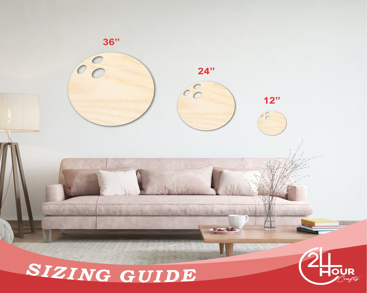 Unfinished Wood Bowling Ball Silhouette - Craft- up to 46" DIY