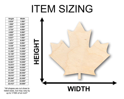 Unfinished Wood Canadian Maple Leaf Shape - Craft - up to 46" DIY