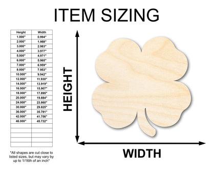 Unfinished Wood Cute Four Leaf Clover Shape - Craft - up to 46" DIY