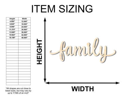 Unfinished Wood Family Shape - Word Craft - up to 46"