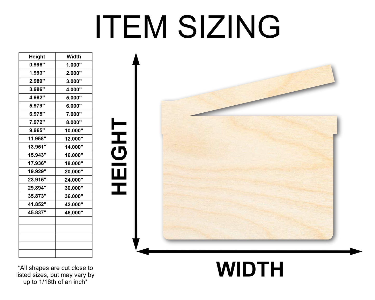 Unfinished Wood Directors Clapboard Silhouette - Film Craft - up to 46" DIY