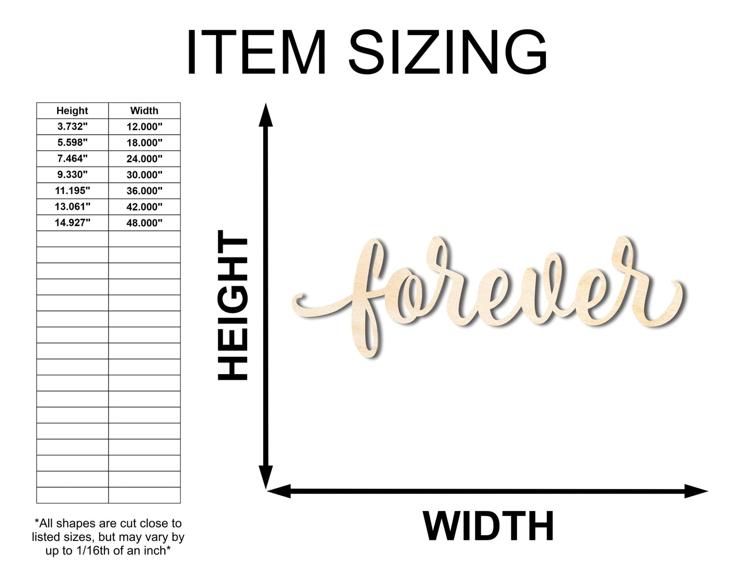 Unfinished Wood Forever Shape - Word Craft - up to 46"
