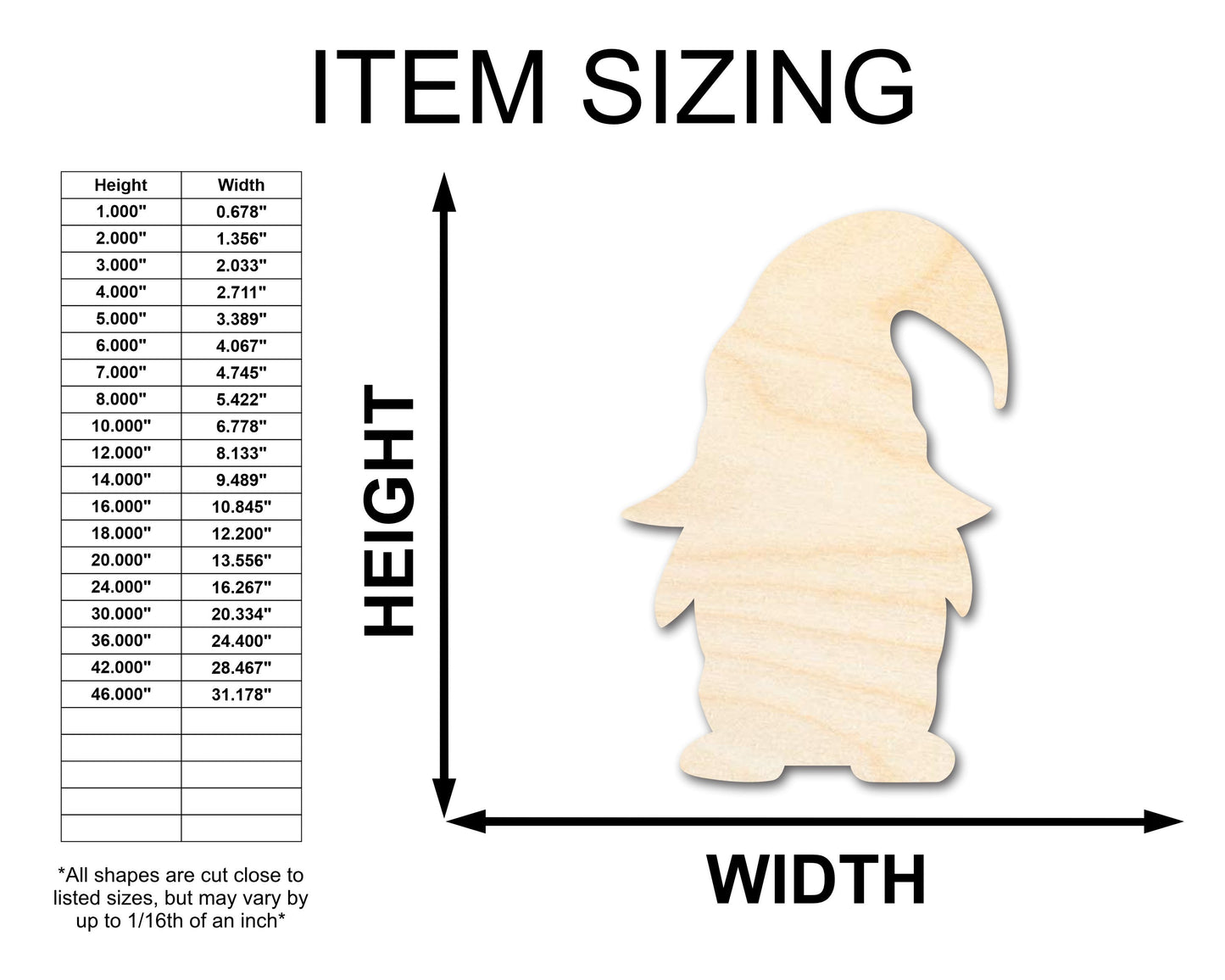 Unfinished Wood Garden Gnome Silhouette - Craft - up to 46" DIY