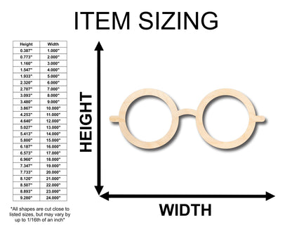 Unfinished Wood Glasses Shape - Craft - up to 46" DIY