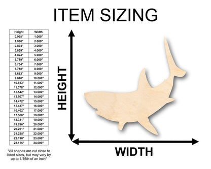 Unfinished Wood Great White Shark Shape - Craft - up to 46" DIY