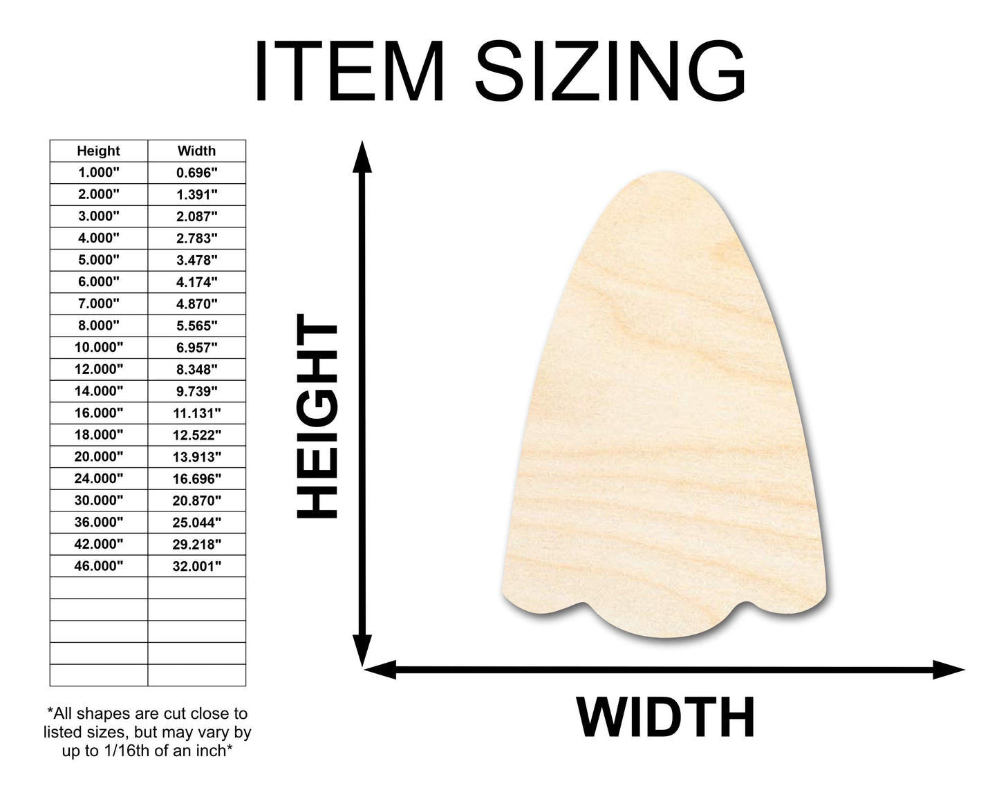 Unfinished Wood Sheet Ghost Shape | Craft Cutout | up to 46" DIY