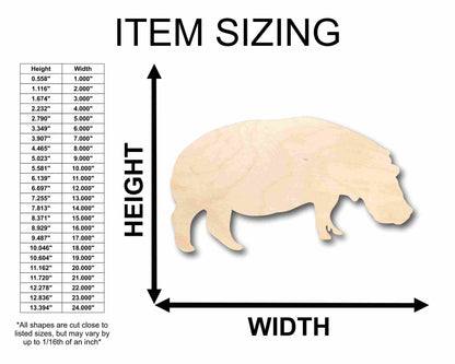 Unfinished Wood Hippopotamus Hippo Silhouette - Craft- up to 46" DIY
