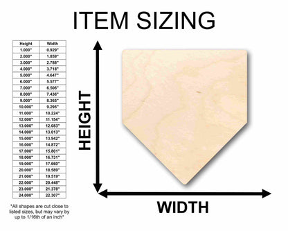 Unfinished Wood Home Plate Baseball Softball Diamond Base Silhouette - Craft- up to 46" DIY