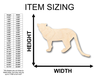Unfinished Wood Leopard Cheetah Lion Big Cat Shape - Craft - up to 46" DIY