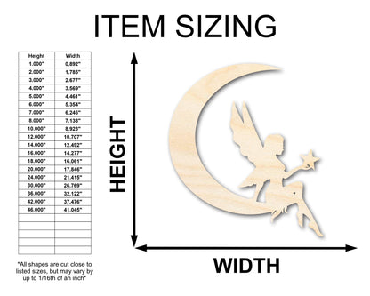 Unfinished Wood Moon Fairy Silhouette - Craft - up to 46" DIY