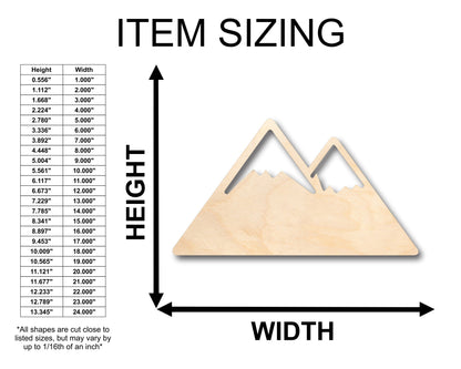 Unfinished Wood Mountain Peaks Shape - Craft - up to 46" DIY
