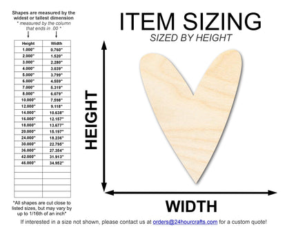 Unfinished Wood Primitive Heart Shape | Valentine's Day | Craft Cutout | Up to 46"
