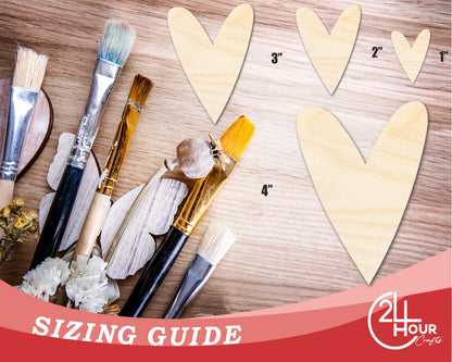 Unfinished Wood Primitive Heart Shape | Valentine's Day | Craft Cutout | Up to 46"