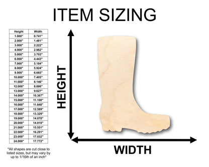 Unfinished Wood Rain Mud Boot Shape - Craft - up to 46" DIY