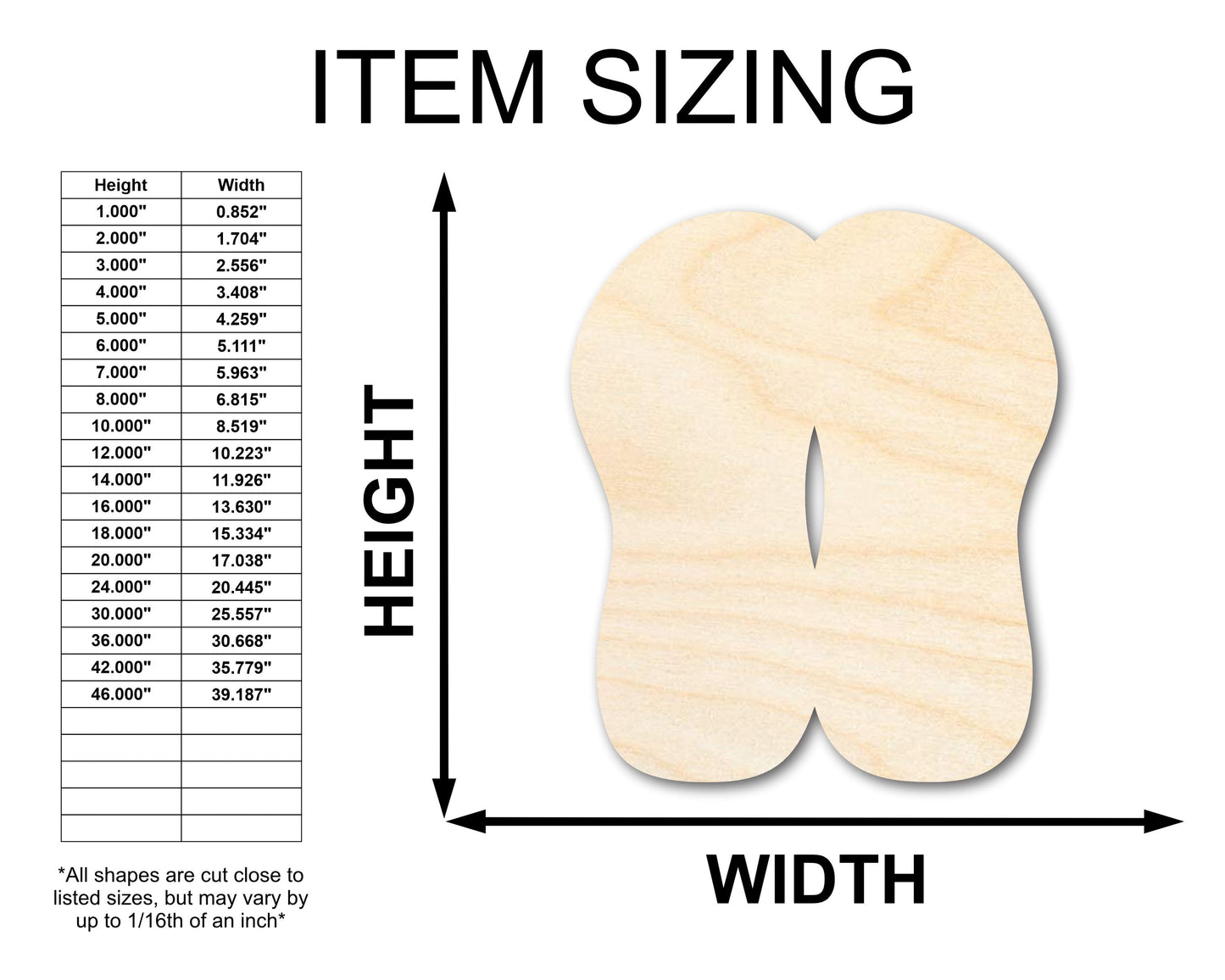 Unfinished Wood Flip Flop Sandals | Summer | Beach | Craft Cutout | up to 46" DIY