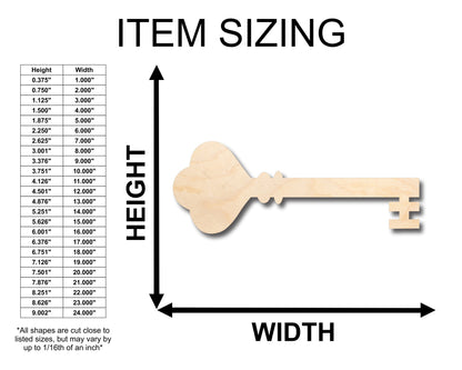 Unfinished Wood Skeleton Key Shape - Craft - up to 46" DIY