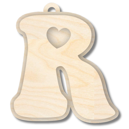 Unfinished Wood Layered Letter Valentines Tags | A-Z | 2 Piece | 6" Tall | 1/8" Wood | Wood Craft DIY
