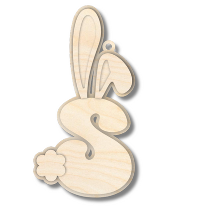 Unfinished Wood Layered Letter Bunny Tags| A-Z | 4 Piece | 6" Tall | 1/8" Wood | Wood Craft DIY