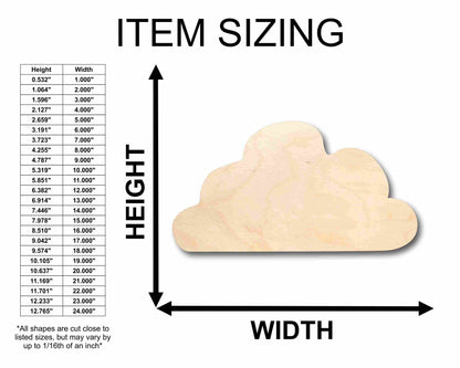 Unfinished Wood Storm Cloud Silhouette - Craft- up to 46" DIY