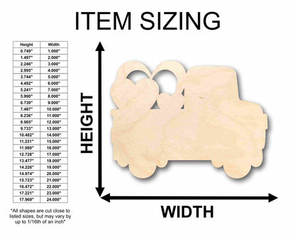 Unfinished Wood Valentine Truck Silhouette - Craft- up to 46" DIY
