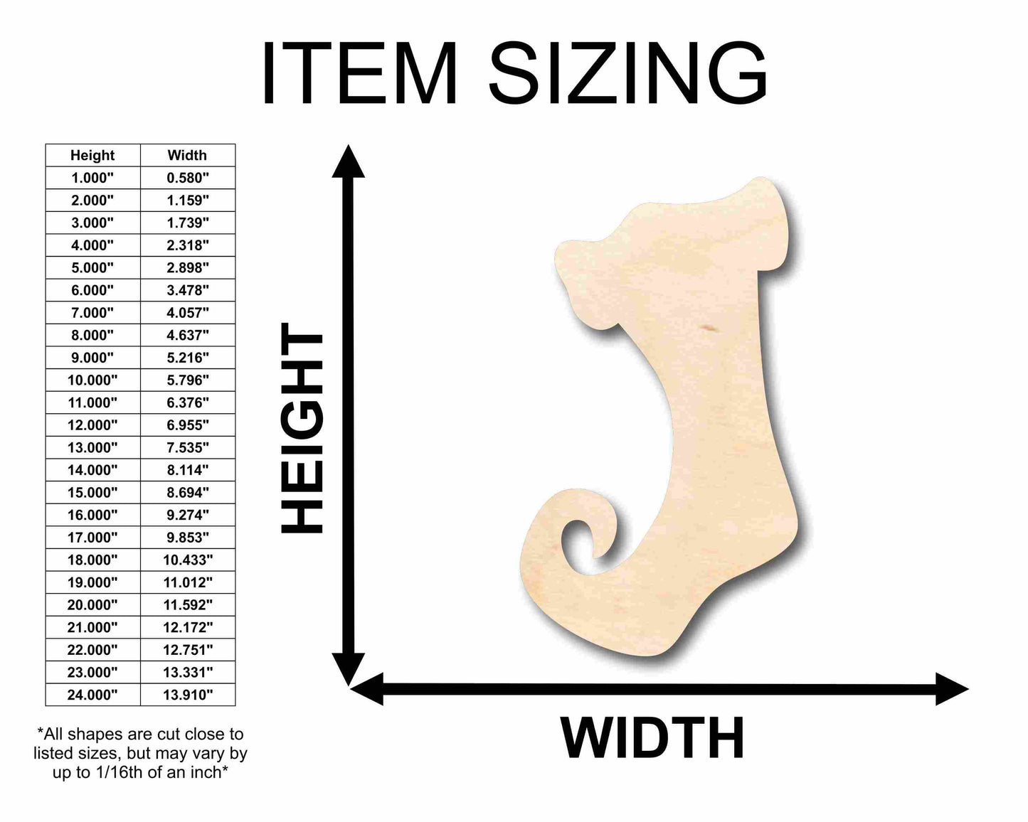 Unfinished Wood Whimsical Christmas Stocking Silhouette - Craft- up to 46" DIY