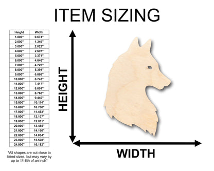 Unfinished Wood Wolf Head Side Silhouette Shape - Craft - up to 46" DIY