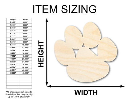 Unfinished Wood Bear Paw Shape - Craft - up to 46"