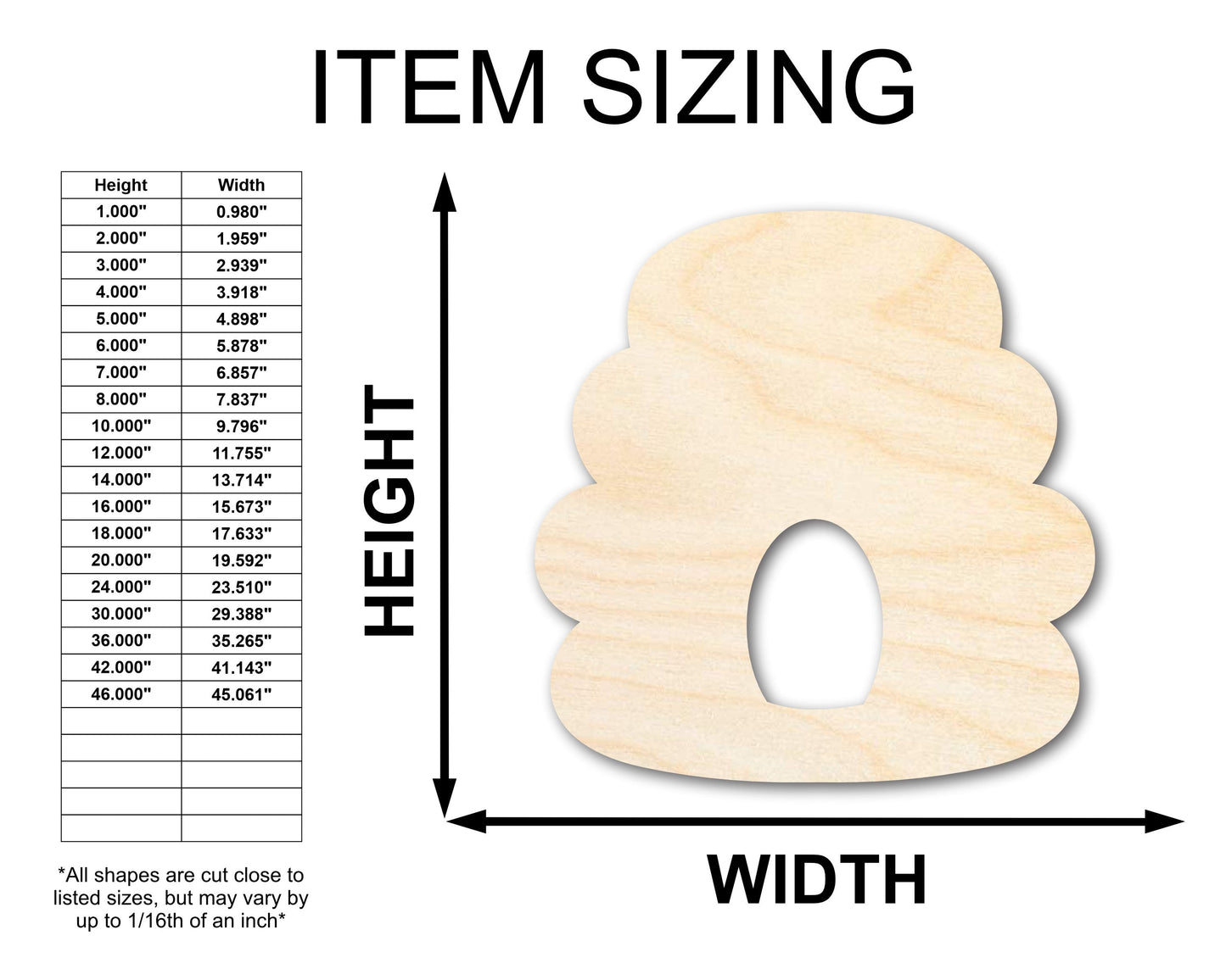 Unfinished Wood Beehive Shape - Craft - up to 46"