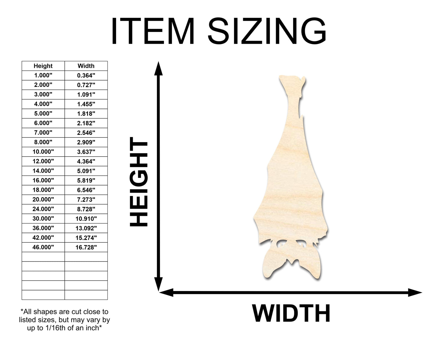 Unfinished Wood Hanging Bat Shape - Craft - up to 46"