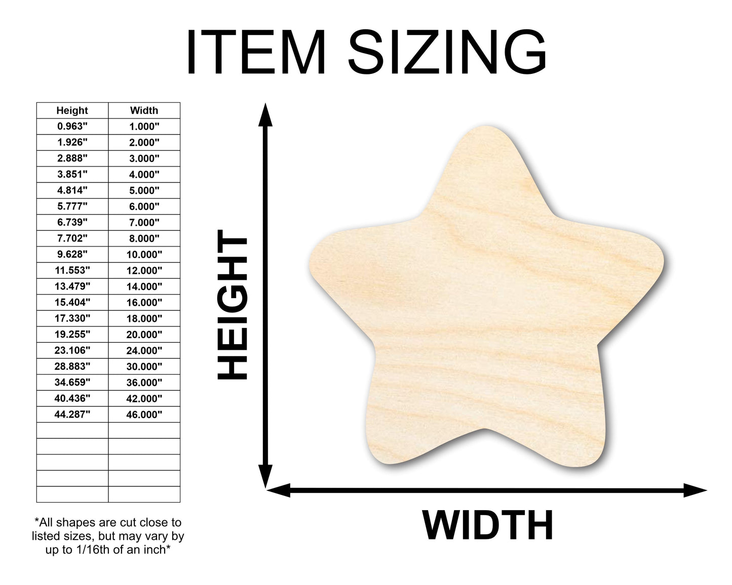 Unfinished Wood Marshmallow Star Shape - Craft - up to 46"