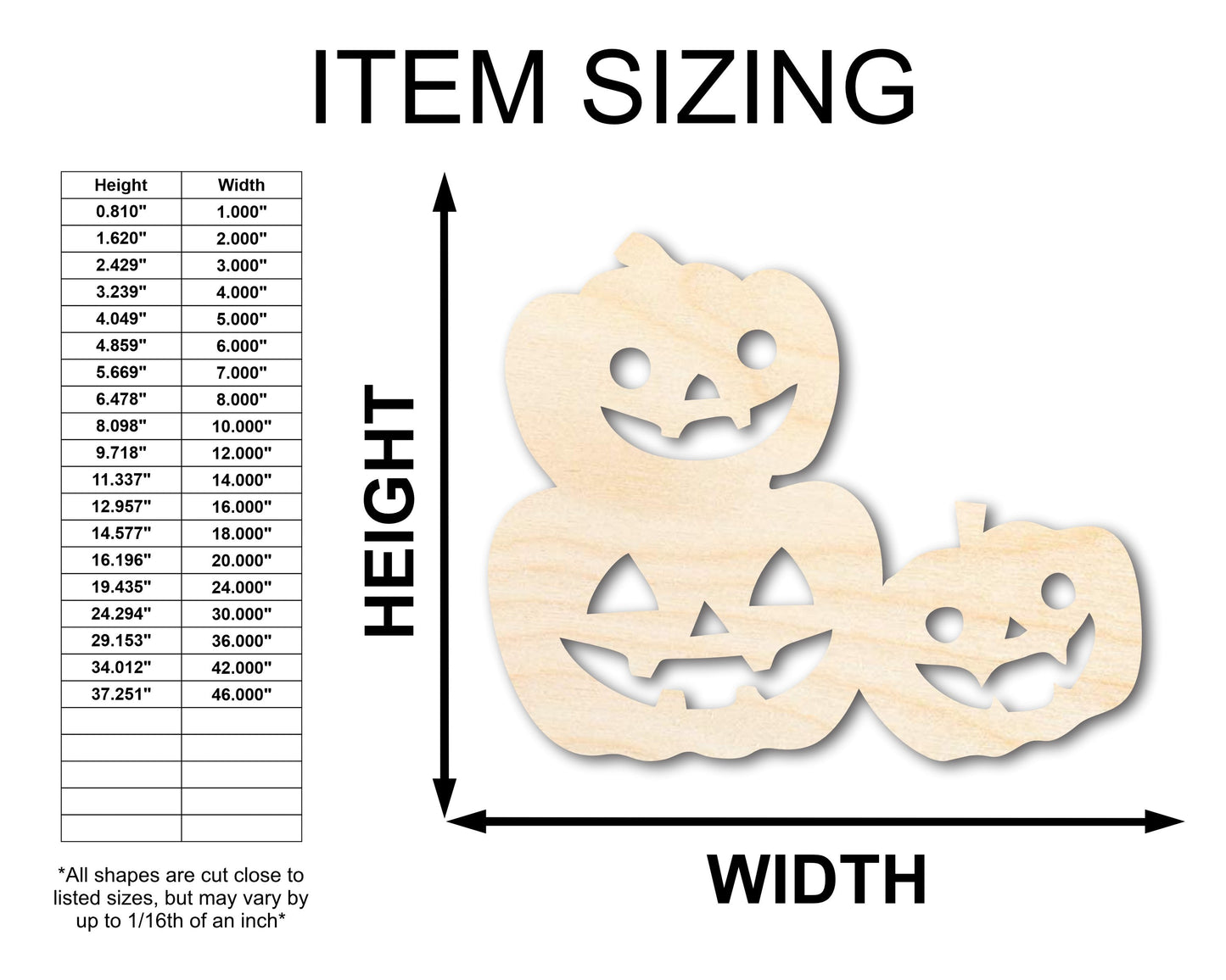 Unfinished Wood Pumpkin Stack Shape - Craft - up to 46"
