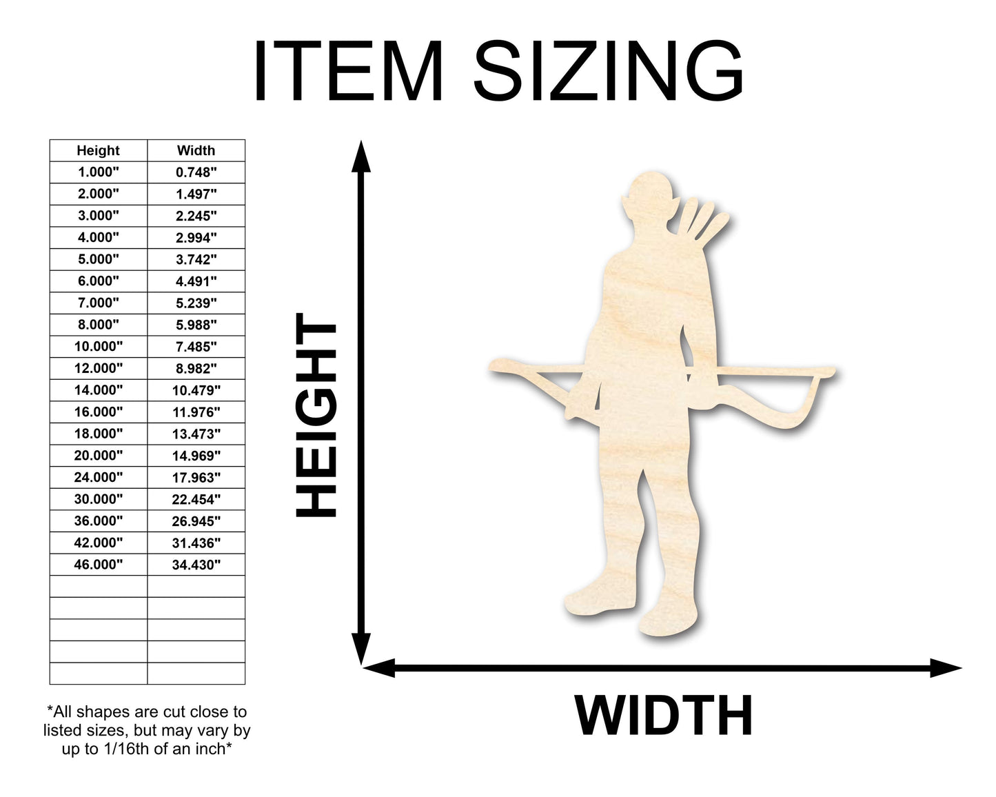 Unfinished Wood Elven Archer Shape - Craft - up to 46"