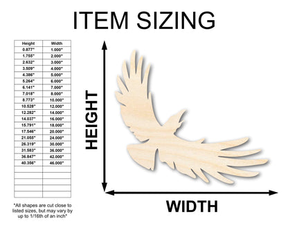 Unfinished Wood Flying Crow Shape - Craft - up to 46"