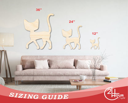 Unfinished Wood Cat Silhouette Shape - Craft - up to 46"