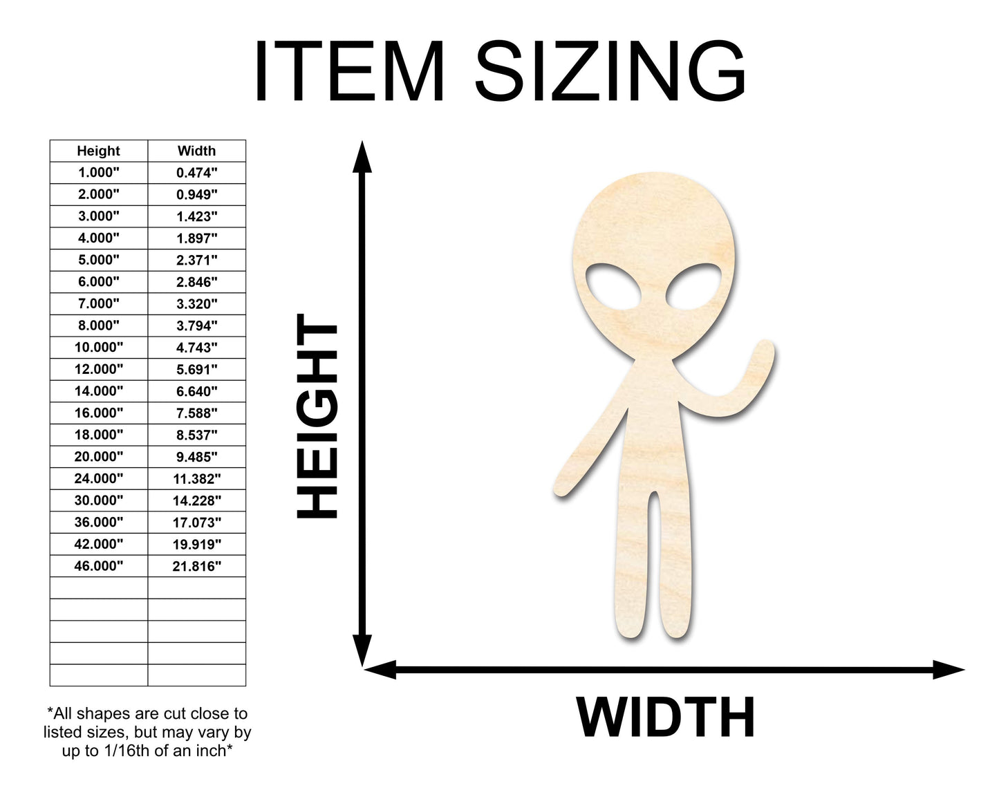 Unfinished Wood Alien Greetings Shape - Craft - up to 46"