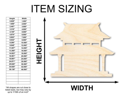 Unfinished Wood Asian Pagoda Shape | Craft Cutout | up to 46" DIY