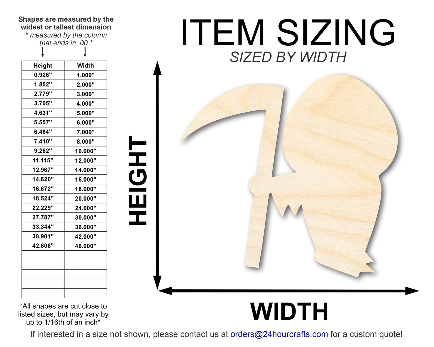 Unfinished Wood Grim Reaper Shape | Craft Cutout | up to 46" DIY