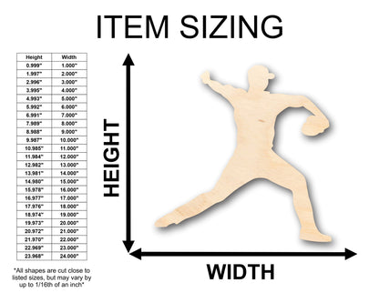 Unfinished Wood Baseball Pitcher Shape - Craft - up to 46" DIY